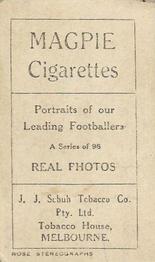 1923 Magpie Portraits of Our Leading Footballers #89 Bob Forbes Back